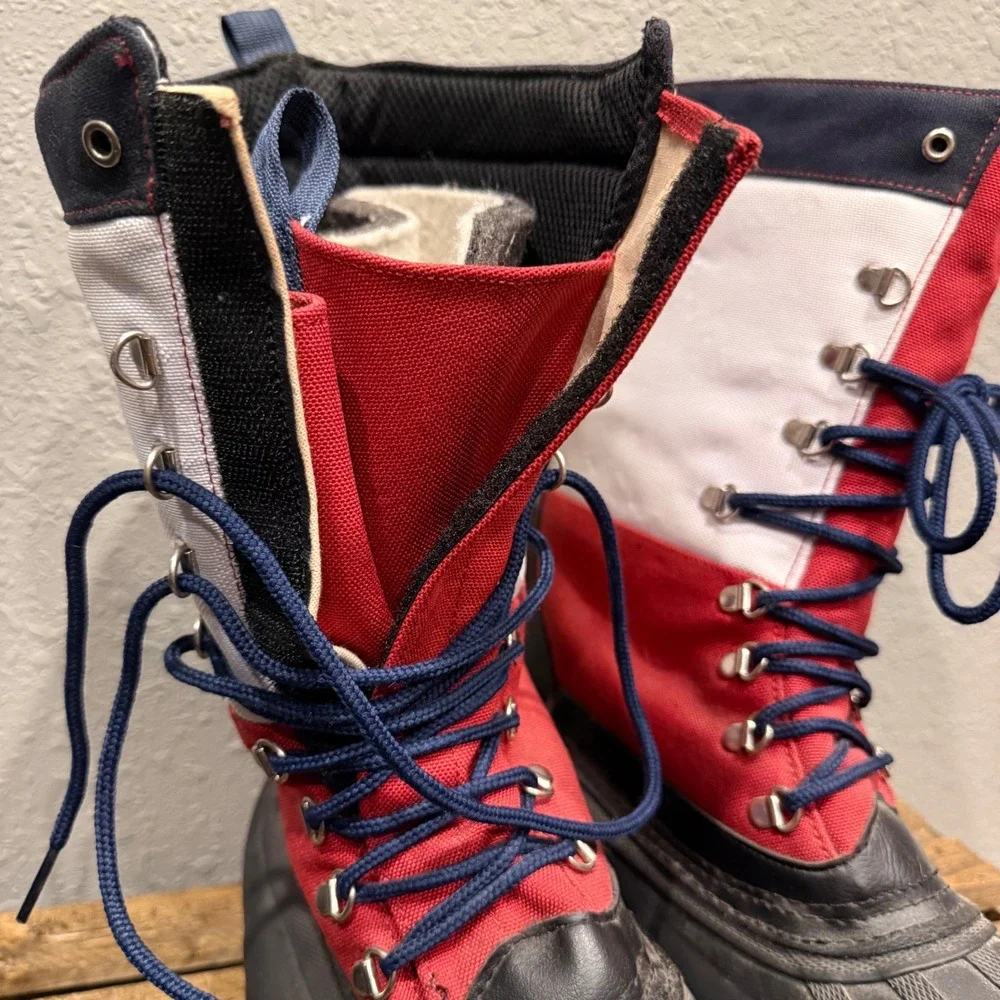Vintage 90s Tommy Hilfiger Mens 13 Snow Boots Expedition Series Red White Blue